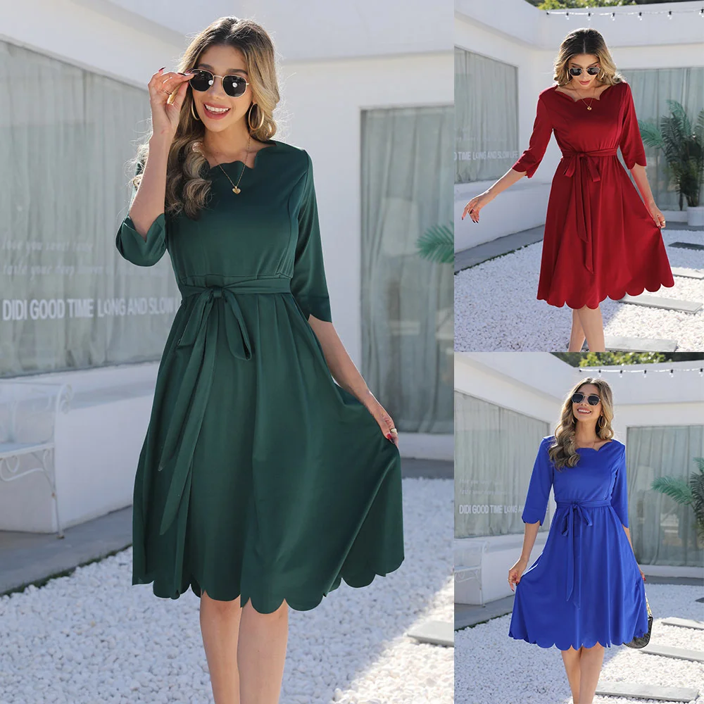 Fashion Woman Office Lady's O-neck Solid Loose A-line Mid Length Dress Sexy Ladies Half Sleeve Casual Elegant Dress Clothing
Fashion Woman Office Lady's O-neck Solid Loose A-line Mid Length Dress Sexy Ladies Half Sleeve Casual Elegant Dress Clothing