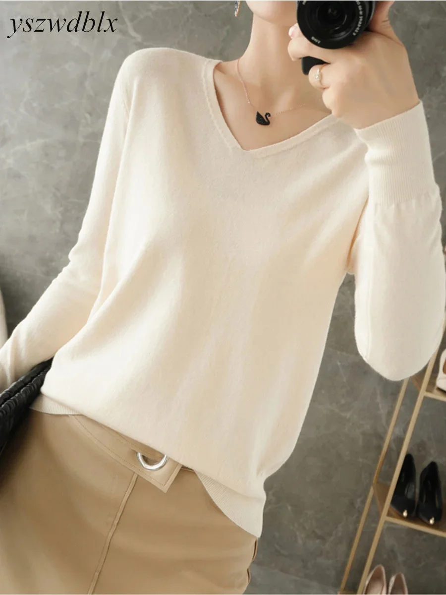 YSZWDBLX Womens Sweaters Spring Autumn V-neck Knitted Pullovers Loose Bottoming Shirt Cashmere Fashion Jumper Solid Pink Sweater
YSZWDBLX Womens Sweaters Spring Autumn V-neck Knitted Pullovers Loose Bottoming Shirt Cashmere Fashion Jumper Solid Pink Sweater