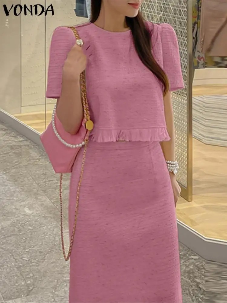 VONDA Women Matching Sets 2023 Elegant Summer Short Sleeve Fashion Suits V-Neck Sexy Tops + Casual Mini Skirts Office Dress Sets 
VONDA Women Matching Sets 2023 Elegant Summer Short Sleeve Fashion Suits V-Neck Sexy Tops + Casual Mini Skirts Office Dress Sets