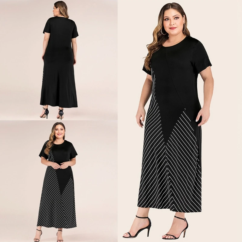 Женское повседневное свободное платье в полоску с коротким рукавом и круглым вырезом, модель 10CD
Женское повседневное свободное платье в полоску с коротким рукавом и круглым вырезом, модель 10CD