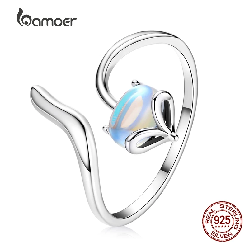 BAMOER Moonstone Adjustable Ring 925 Sterling Silver Fox Shape Design Silver Open Ring for Women Unique & Fashion Jewelry
BAMOER Moonstone Adjustable Ring 925 Sterling Silver Fox Shape Design Silver Open Ring for Women Unique & Fashion Jewelry