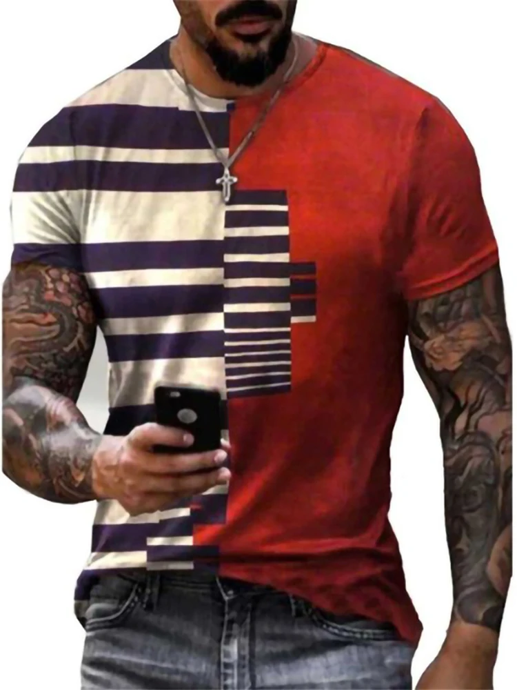 Casual Mens Short Sleeve O-Neck T-shirts 2022 Summer Fashion Patchwork Striped Printing Tee Shirts Men Tops Pullover Streetwear
Casual Mens Short Sleeve O-Neck T-shirts 2022 Summer Fashion Patchwork Striped Printing Tee Shirts Men Tops Pullover Streetwear