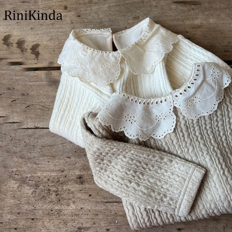 RiniKinda Baby Girl Sweet Lace Peter Pan Collar Tops Winter Fashion Ribbed Thickened Bottoming Tops Girls Cotton Knitwear Tees
RiniKinda Baby Girl Sweet Lace Peter Pan Collar Tops Winter Fashion Ribbed Thickened Bottoming Tops Girls Cotton Knitwear Tees
