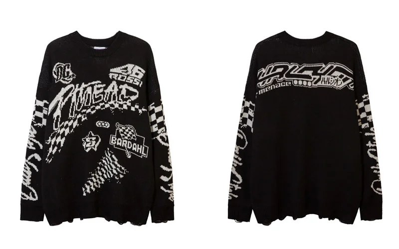 Hop Ripped Sweater Grunge Hip Y2K Streetwear Vintage Retro Knitted Pullover Jumpers Autumn Harajuku Punk Gothic Loose Sweater
Hop Ripped Sweater Grunge Hip Y2K Streetwear Vintage Retro Knitted Pullover Jumpers Autumn Harajuku Punk Gothic Loose Sweater