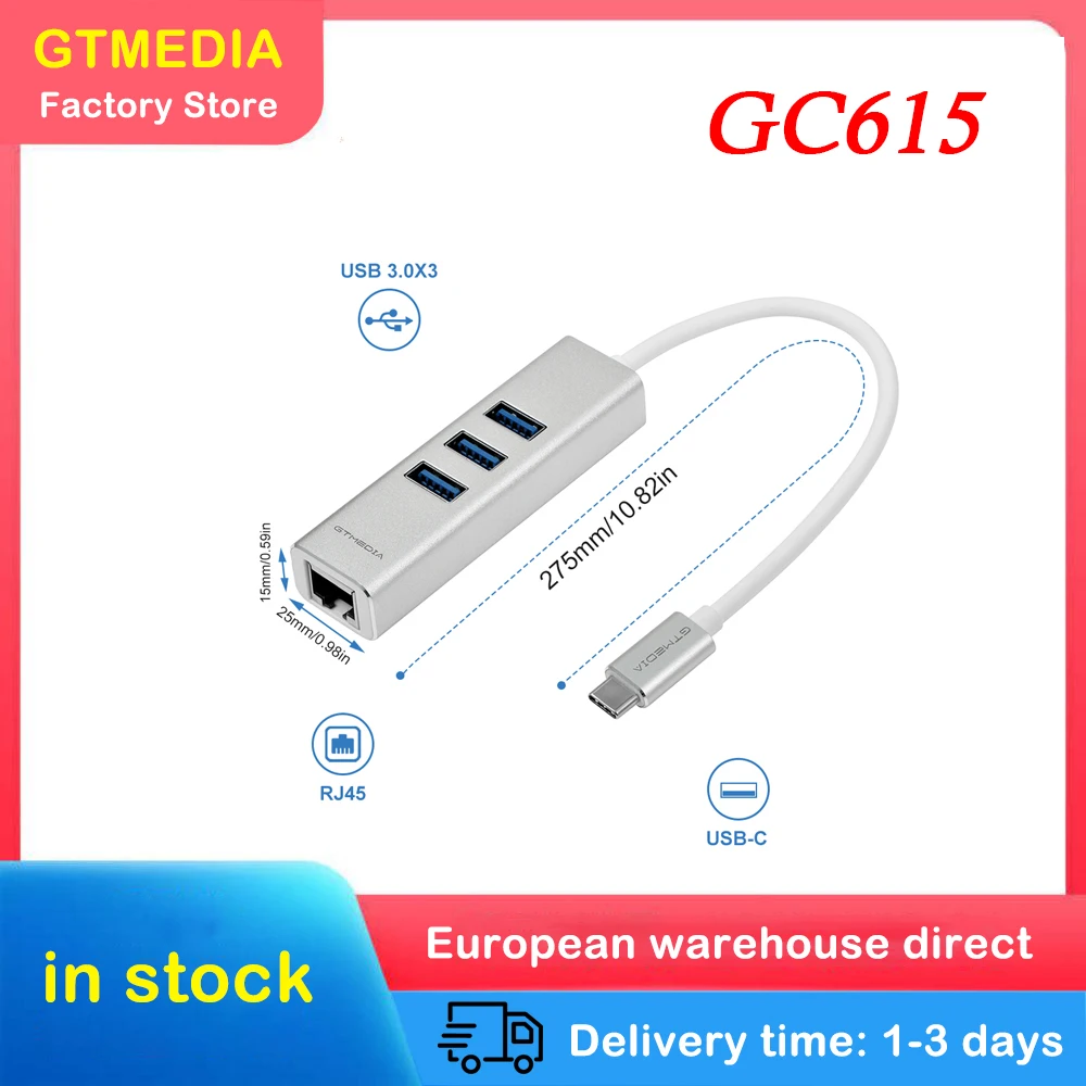 Адаптер GTMEDIA USB 3 1 в алюминиевом корпусе 0 Type C сетевая карта RJ45 и адаптер для Mac