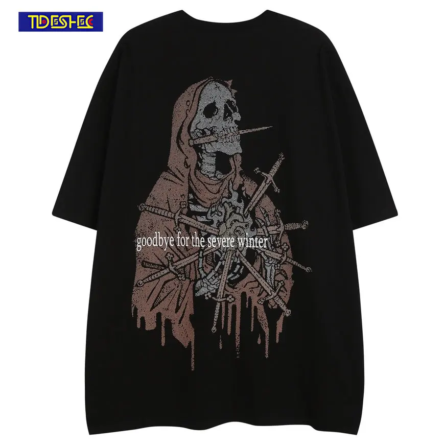 Hip Hop Vintage Gothic Punk Oversized T Shirts Men's T Shirt Skeleton Man Print Y2k Clothes Graphic Streetwear Harajuku Tops 
Hip Hop Vintage Gothic Punk Oversized T Shirts Men's T Shirt Skeleton Man Print Y2k Clothes Graphic Streetwear Harajuku Tops