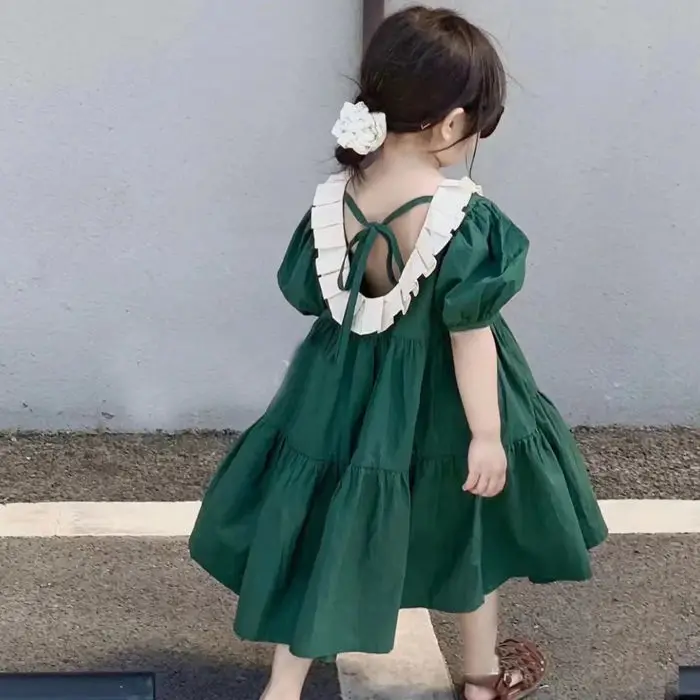 Girl Summer Dress Green Dress Children's U-neck Backless Dress Baby Princess Wear Kids Outfits for 3-10years
Girl Summer Dress Green Dress Children's U-neck Backless Dress Baby Princess Wear Kids Outfits for 3-10years