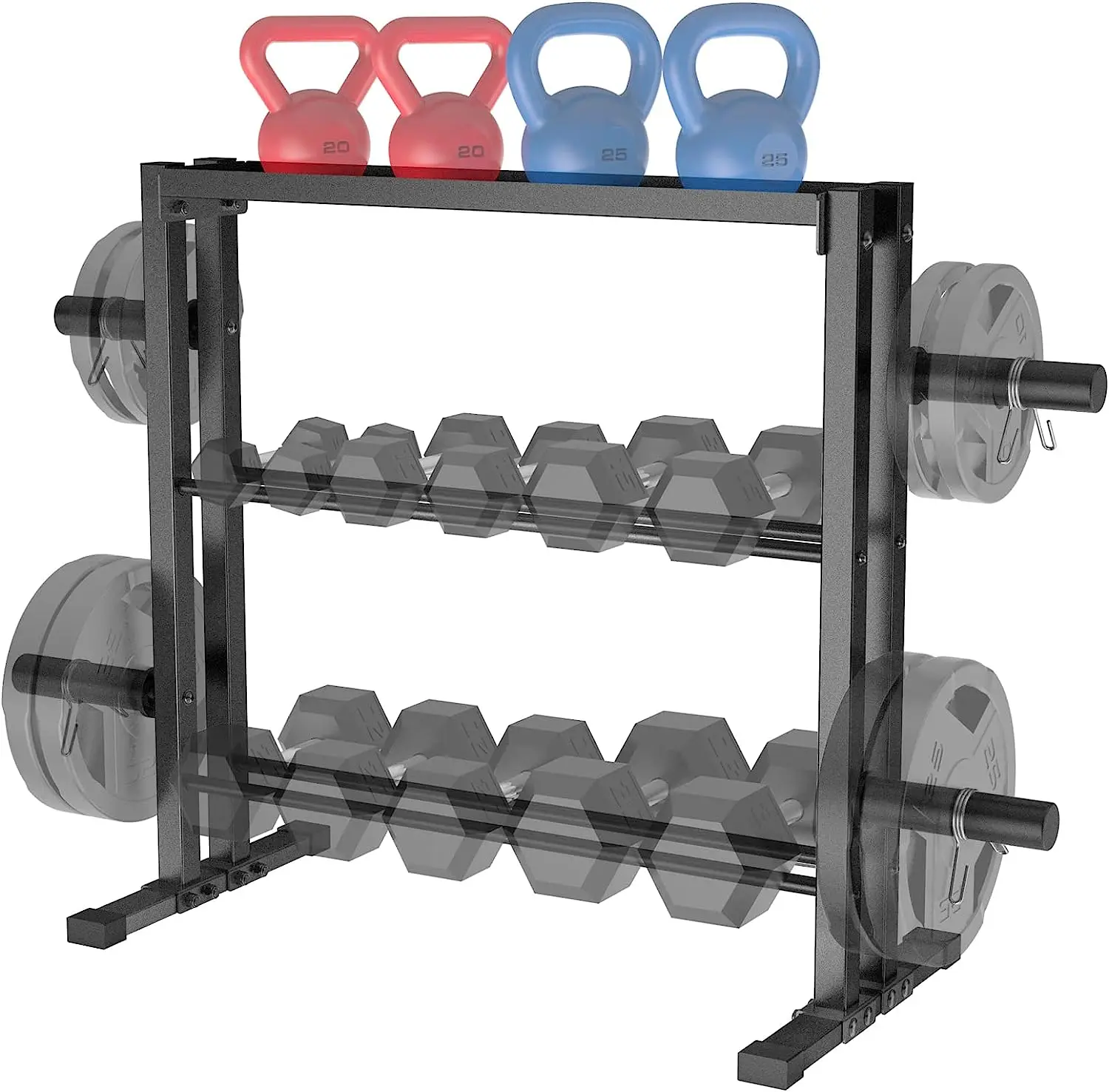 , 3 Tier Weights Storage for Dumbbells, Weight Plates, and Kettlebells (1100 Pounds Weight Capacity, 2022 Version) 
, 3 Tier Weights Storage for Dumbbells, Weight Plates, and Kettlebells (1100 Pounds Weight Capacity, 2022 Version)