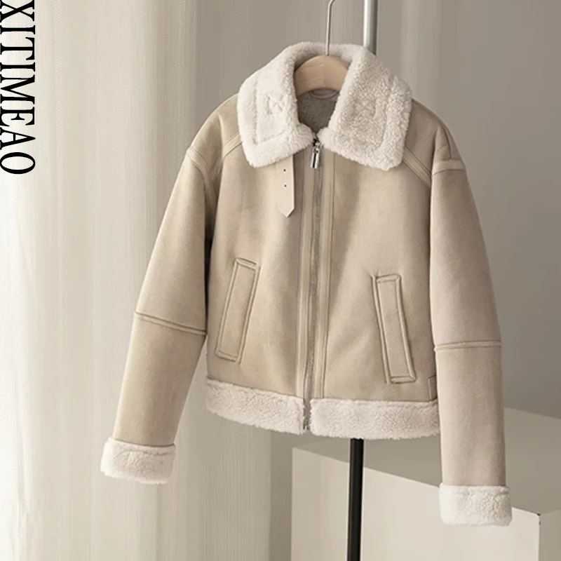 Women Fashion Thick Warm Faux Lambhair Shearling Crop Jacket Coat Vintage Long Sleeve Front Zipper Female Outerwear Chic Tops
Women Fashion Thick Warm Faux Lambhair Shearling Crop Jacket Coat Vintage Long Sleeve Front Zipper Female Outerwear Chic Tops