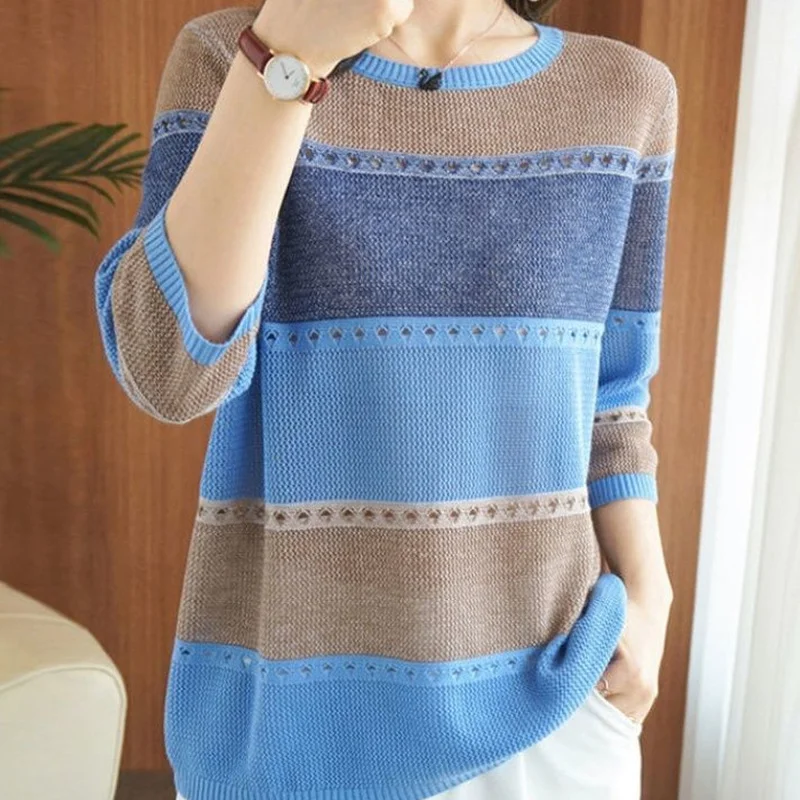Vintage Striped Women's Sweater 2023 Trend Crochet Tops Clothes Sweaters for Women Long Sleeve Pullover Crewneck Fashion Knitted
Vintage Striped Women's Sweater 2023 Trend Crochet Tops Clothes Sweaters for Women Long Sleeve Pullover Crewneck Fashion Knitted