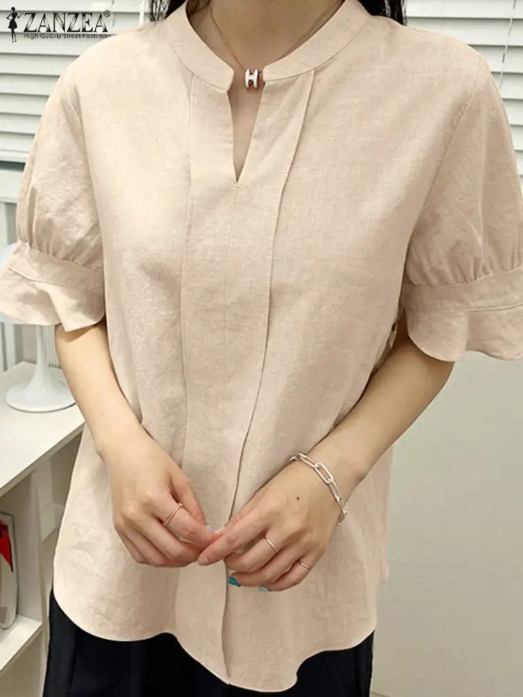 ZANZEA Summer Elegant Women's Blouse Korean Lantern Sleeve Ruffles Tunic Tops Casual Fashion Shirt Office Loose Chemise 2023
ZANZEA Summer Elegant Women's Blouse Korean Lantern Sleeve Ruffles Tunic Tops Casual Fashion Shirt Office Loose Chemise 2023