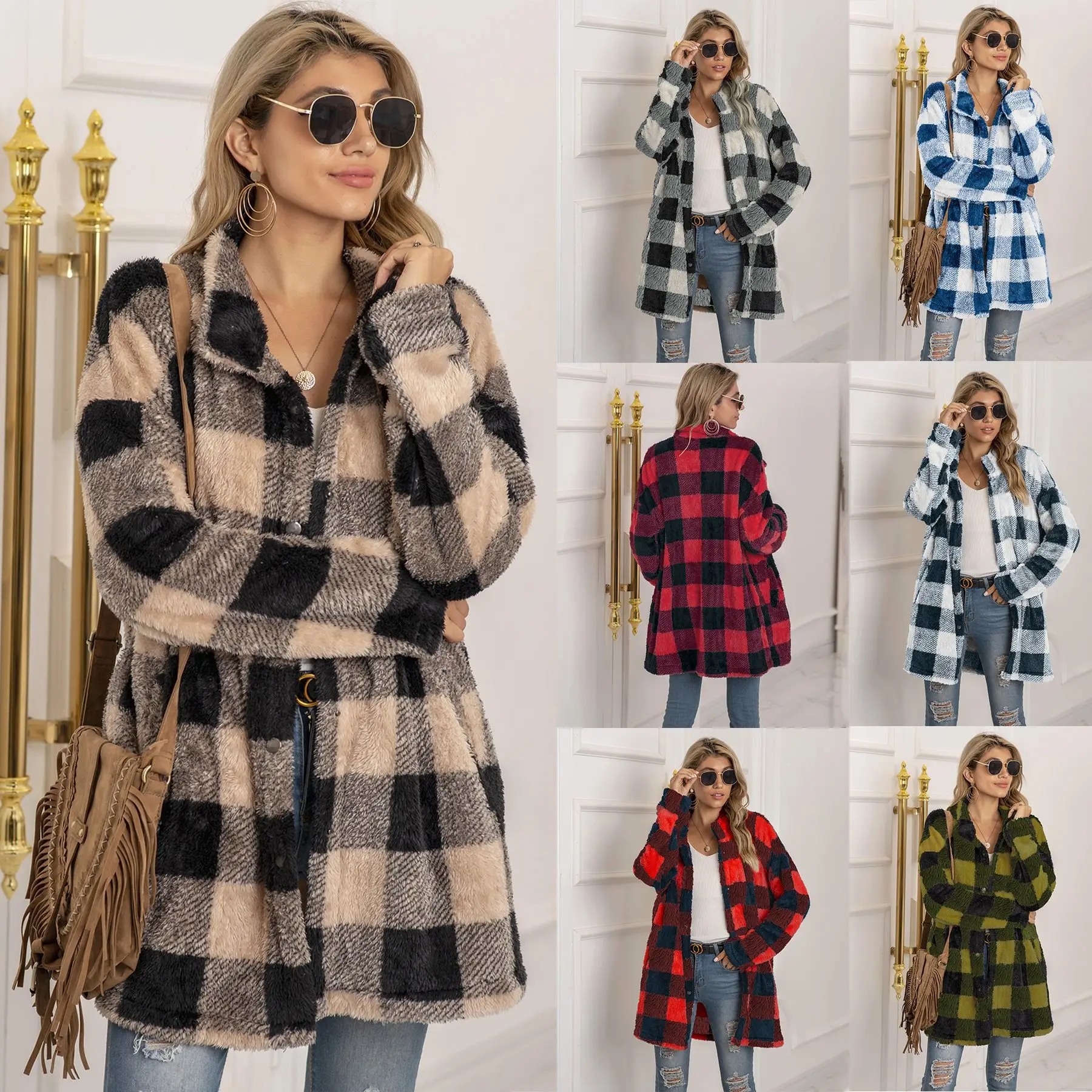 Autumn Winter New Fashion Buffalo Plaid Pattern Dual Pocket Coat Flannel Women Jackets Casual Comfortable Ladies Outwear
Autumn Winter New Fashion Buffalo Plaid Pattern Dual Pocket Coat Flannel Women Jackets Casual Comfortable Ladies Outwear