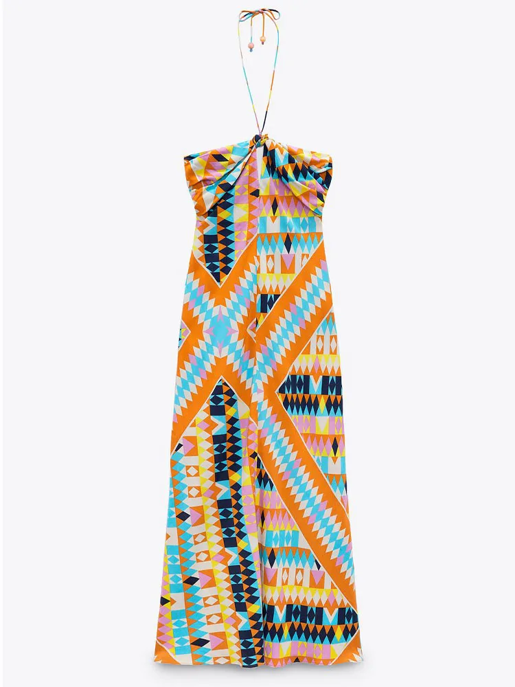 Zach AiIsa summer new women's fashion retro print slim halter bag hip texture sexy backless beach style midi dress
Zach AiIsa summer new women's fashion retro print slim halter bag hip texture sexy backless beach style midi dress