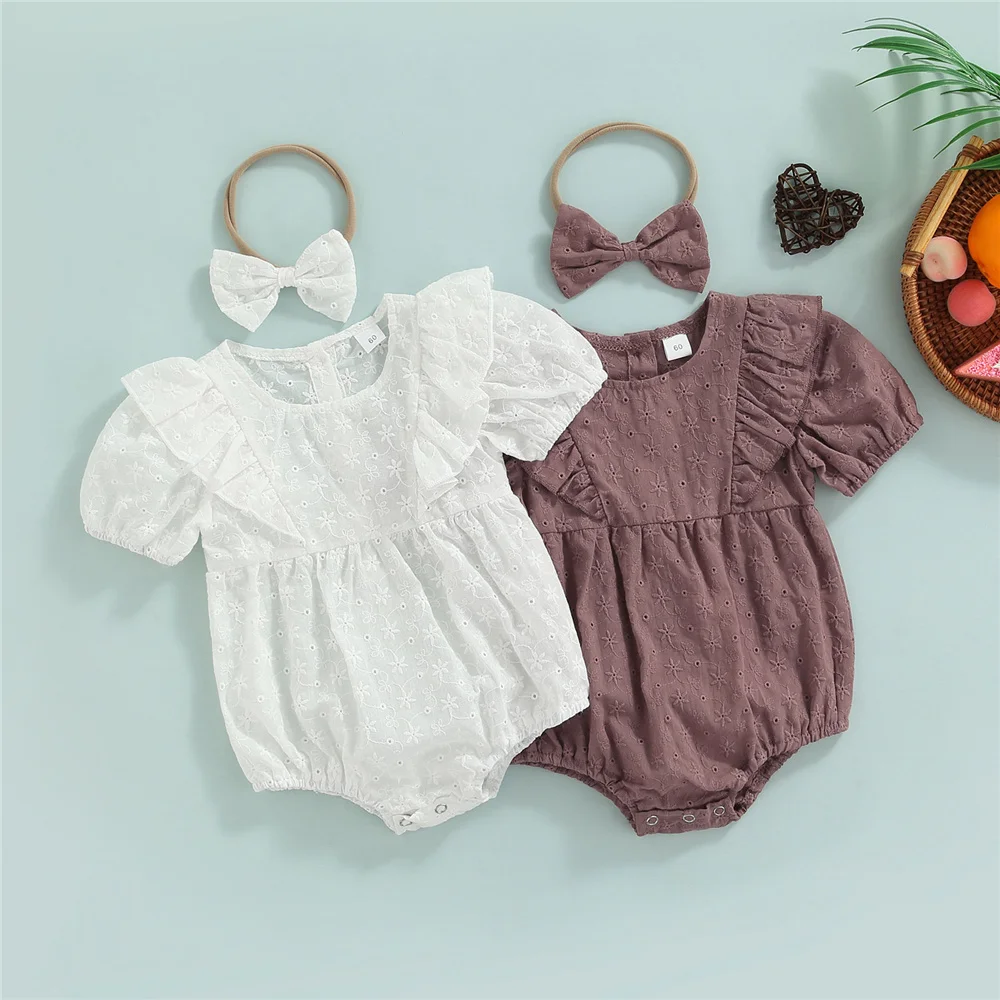 Baby Newborn Girls Sweet Jacquard Romper Short Sleeve Solid Color Floral Ruffle Party Summer Bodysuit + Headband Toddler Clothes
Baby Newborn Girls Sweet Jacquard Romper Short Sleeve Solid Color Floral Ruffle Party Summer Bodysuit + Headband Toddler Clothes