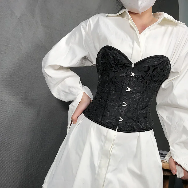 Корсет без бретелек, бюстье с 4 пуговицами, жаккардовые боди для коррекции фигуры, лидер продаж, Женский корсет для груди, черный корсет на шн... 
Корсет без бретелек, бюстье с 4 пуговицами, жаккардовые боди для коррекции фигуры, лидер продаж, Женский корсет для груди, черный корсет на шн...