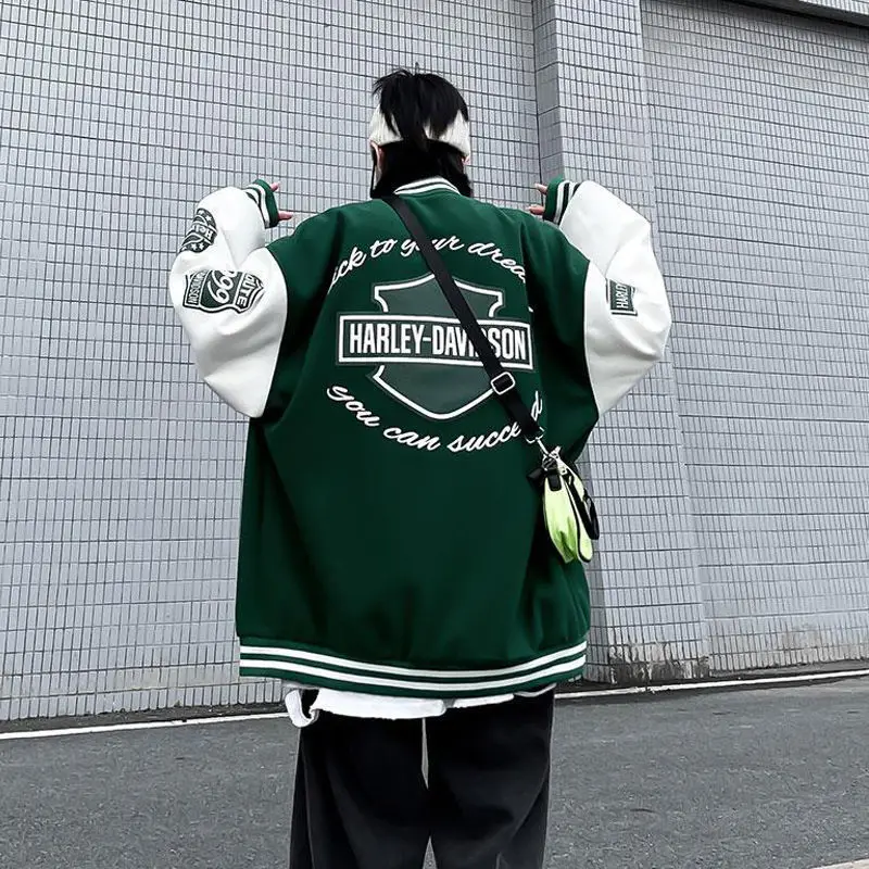 Spring and Autumn Baseball Uniform Men American Hip-hop Street Retro Green Tide Brand Jacket Boys Loose Stitching Casual Jacket
Spring and Autumn Baseball Uniform Men American Hip-hop Street Retro Green Tide Brand Jacket Boys Loose Stitching Casual Jacket