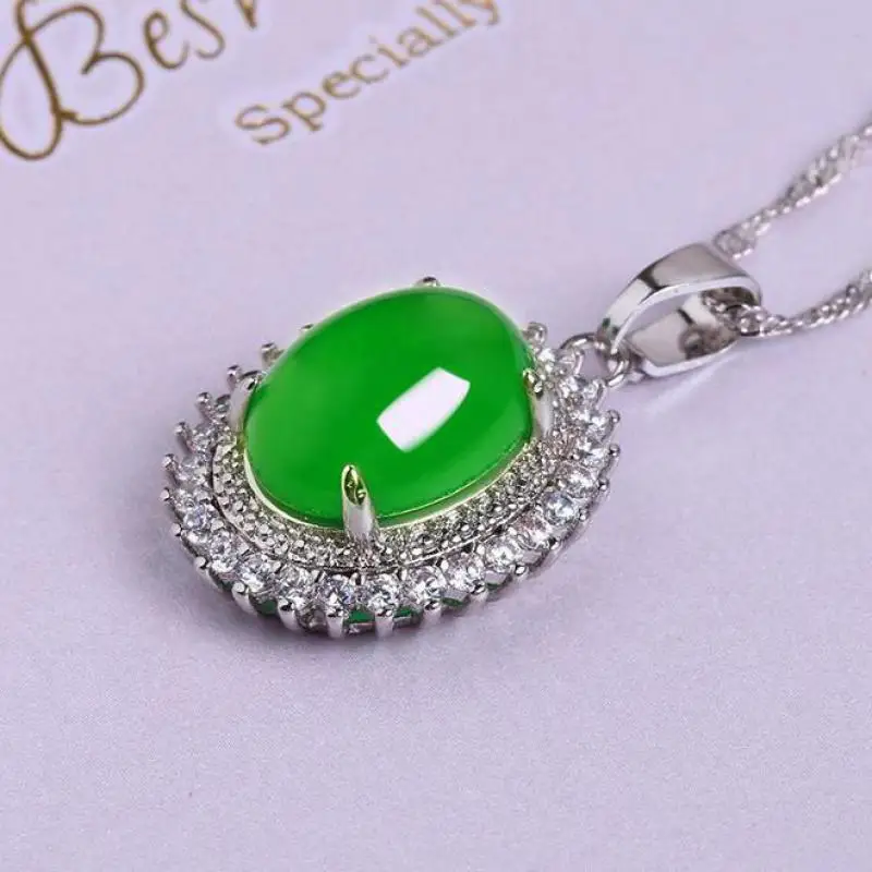 Natural Green Jade Zircon Pendant Necklace Women Fashion Charms Jewellery Genuine Jadeite Myanmar Jades Oval Pendants Necklaces
Natural Green Jade Zircon Pendant Necklace Women Fashion Charms Jewellery Genuine Jadeite Myanmar Jades Oval Pendants Necklaces