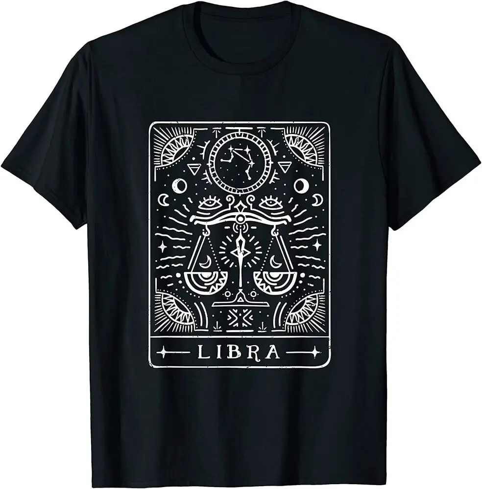 Libra Tarot Art - Знак зодиака Весы Футболка с месяцем рождения футболки из хлопка