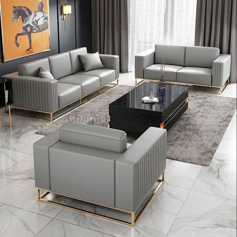 Light Luxury Leather Sofa Set New Nordic High Leg Furniture Simple Stainless G Single Three-person Gray Sofa Width Fabric Style
Light Luxury Leather Sofa Set New Nordic High Leg Furniture Simple Stainless G Single Three-person Gray Sofa Width Fabric Style