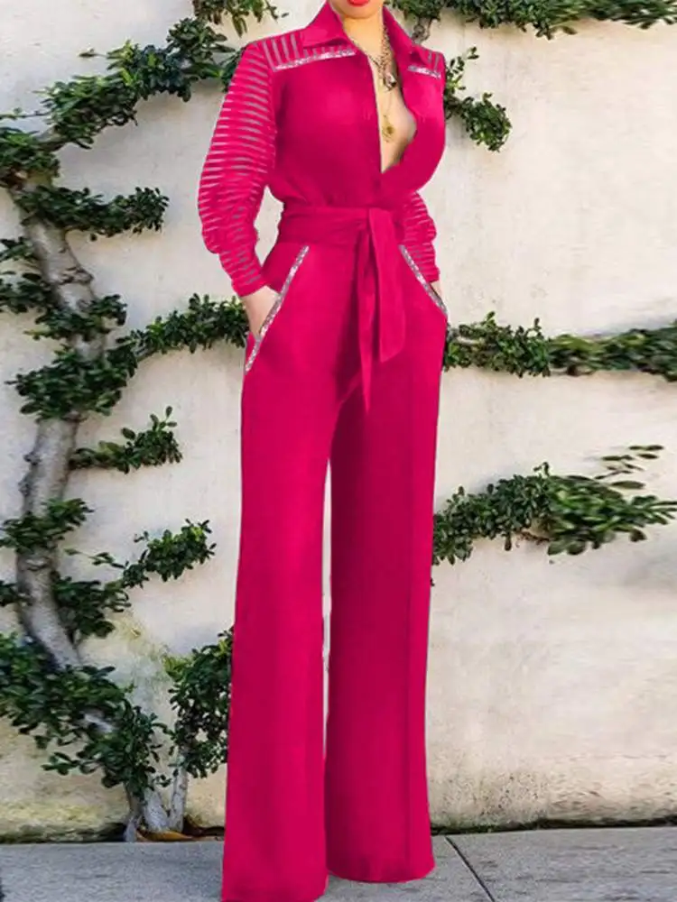 2022 Women Jumpsuits VONDA Vintage Lapel Collar Long Sleeve Elegant Jumpsuit With Belt Female Playsuits Femininas Oversized
2022 Women Jumpsuits VONDA Vintage Lapel Collar Long Sleeve Elegant Jumpsuit With Belt Female Playsuits Femininas Oversized