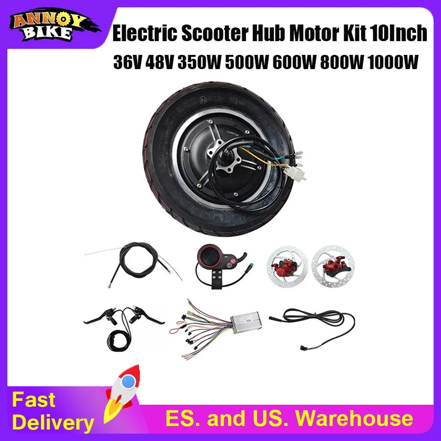 

10 Inch Electric Scooter Hub Motor Kit 36V 48V 350W 500W 600W 800W 1000W Brushless Conversion Ebike Electric Bike Bicycle Wheel