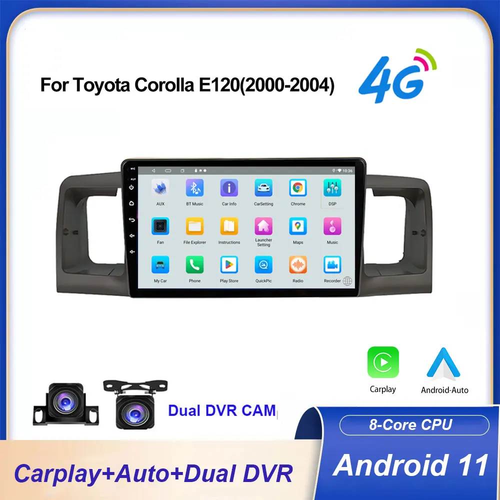 PEERCE For Toyota Corolla E130 E120 2000-2004 Car Radio Android 10.0 Carplay Auto Stereo BT Multimedia Video Player WIFI GPS
PEERCE For Toyota Corolla E130 E120 2000-2004 Car Radio Android 10.0 Carplay Auto Stereo BT Multimedia Video Player WIFI GPS