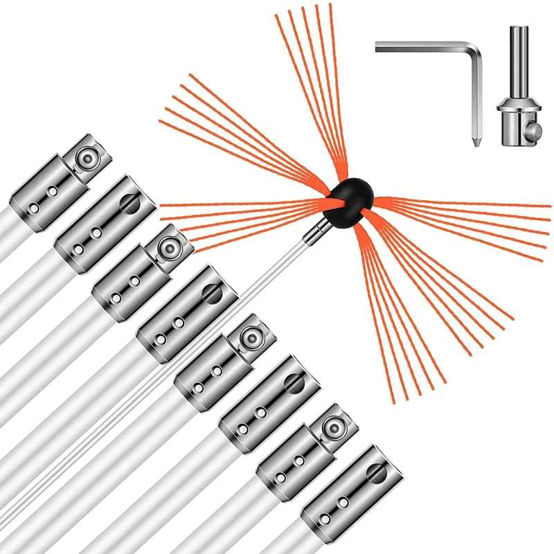 Chimney Cleaning Brush Tool Kit And 8 Flexible Rods Snap Locking 45 Degree Angle By Drill For Fireplace Flue Home
Chimney Cleaning Brush Tool Kit And 8 Flexible Rods Snap Locking 45 Degree Angle By Drill For Fireplace Flue Home