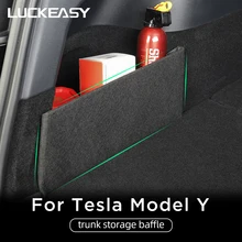 LUCKEASY 테슬라 모델 Y 2020-2023 용 자동차 후면 트렁크 좌측 우측 스토리지 파티션 장식 인테리어 액세서리