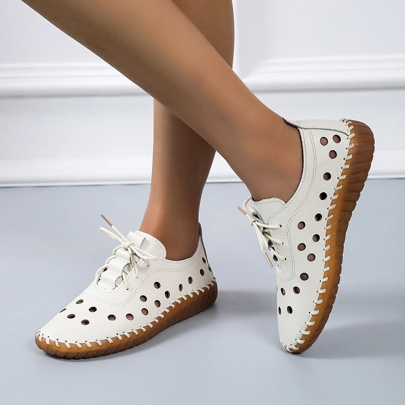 Soft Sole Hollow Single Shoes Women 2022 Summer Vintage Leather Low Heels Casual Shoes Woman Outdoor Lace Up Non Slip Loafers
Soft Sole Hollow Single Shoes Women 2022 Summer Vintage Leather Low Heels Casual Shoes Woman Outdoor Lace Up Non Slip Loafers