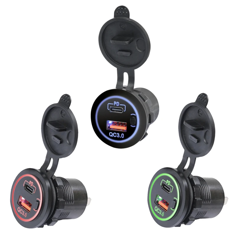 Type C PD+QC3.0 Car Charger Socket USB Outlet 12V/24V for Ship Motorcycle Boat L9CA
Type C PD+QC3.0 Car Charger Socket USB Outlet 12V/24V for Ship Motorcycle Boat L9CA