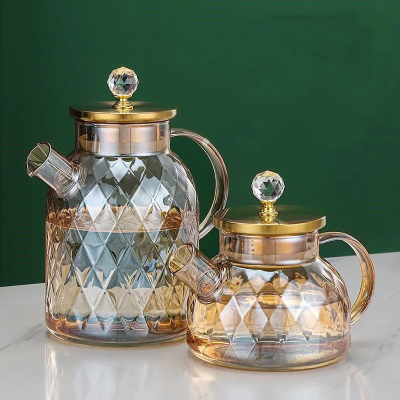 1-1.8L Water Bottles Set French Amber Color Diamond Kawaii Teapot Glass Kettle Cup Nordic Thermal Pots Kitchen Accessories Gift
1-1.8L Water Bottles Set French Amber Color Diamond Kawaii Teapot Glass Kettle Cup Nordic Thermal Pots Kitchen Accessories Gift