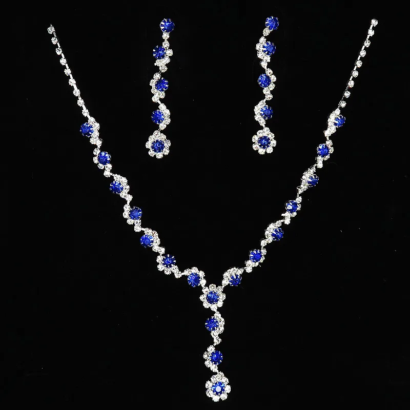 New Necklace Earrings 2 Piece Suit Dark Blue Collar Female Accessories Blue Crystal Jewelry Set Wedding Bride Pendant Wholesale
New Necklace Earrings 2 Piece Suit Dark Blue Collar Female Accessories Blue Crystal Jewelry Set Wedding Bride Pendant Wholesale