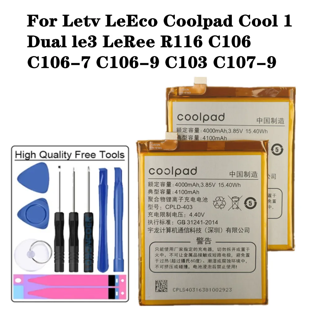 

New CPLD-403 Original Battery For Letv LeEco Coolpad Cool1 Cool 1 Dual le3 LeRee R116 C106 C106-7 C106-9 C107-9 4100mAh Battery