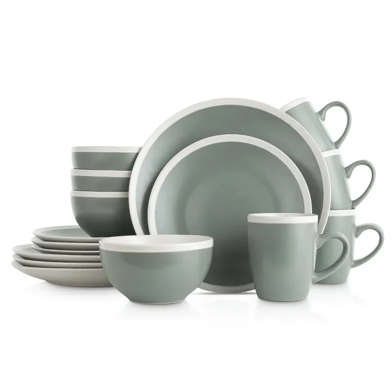 Serenity 16-Piece Stoneware Round Dinnerware, Service for 4, 2-Tone, Green and Cream
Serenity 16-Piece Stoneware Round Dinnerware, Service for 4, 2-Tone, Green and Cream