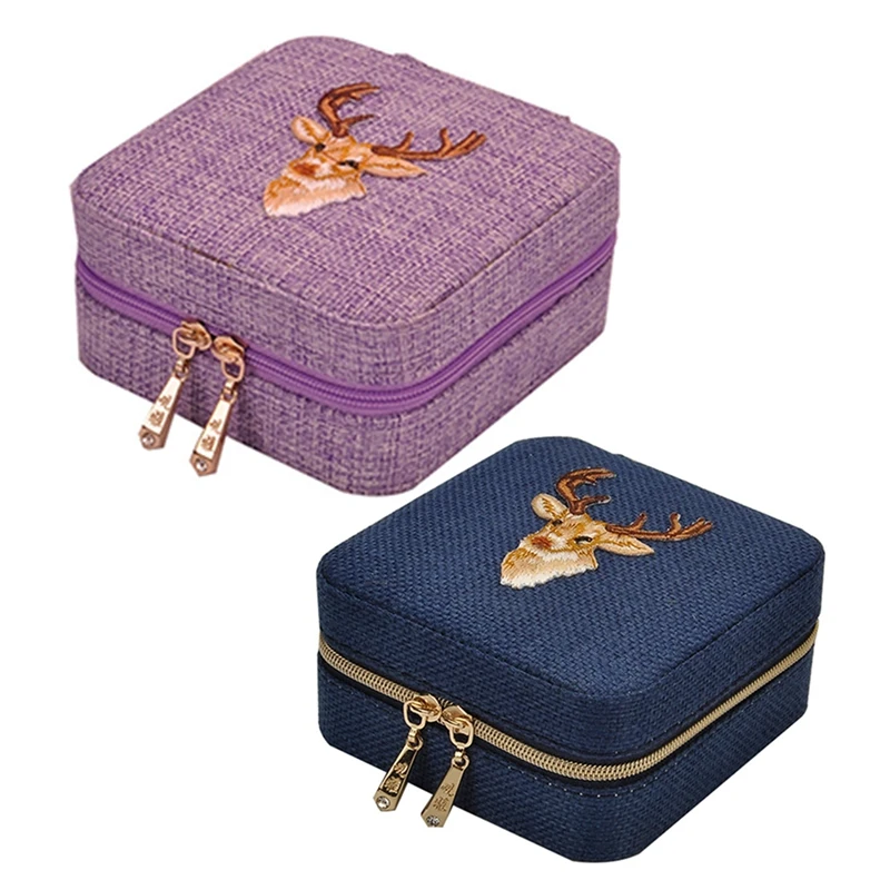 2x New Linen Box Multifunction Necklace Ring Earings Bracelet Storage Box Organizer Girl Gift Purple & Blue
2x New Linen Box Multifunction Necklace Ring Earings Bracelet Storage Box Organizer Girl Gift Purple & Blue