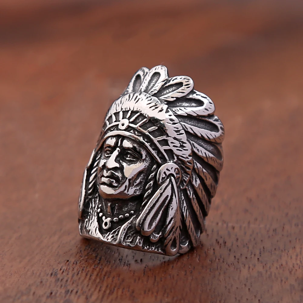 Vintage 316L Stainless Steel Indian Chief Ring For Men Fashion Biker Pattern Finger Rings Hip Hop Amulet Jewelry Gifts Wholesale
Vintage 316L Stainless Steel Indian Chief Ring For Men Fashion Biker Pattern Finger Rings Hip Hop Amulet Jewelry Gifts Wholesale