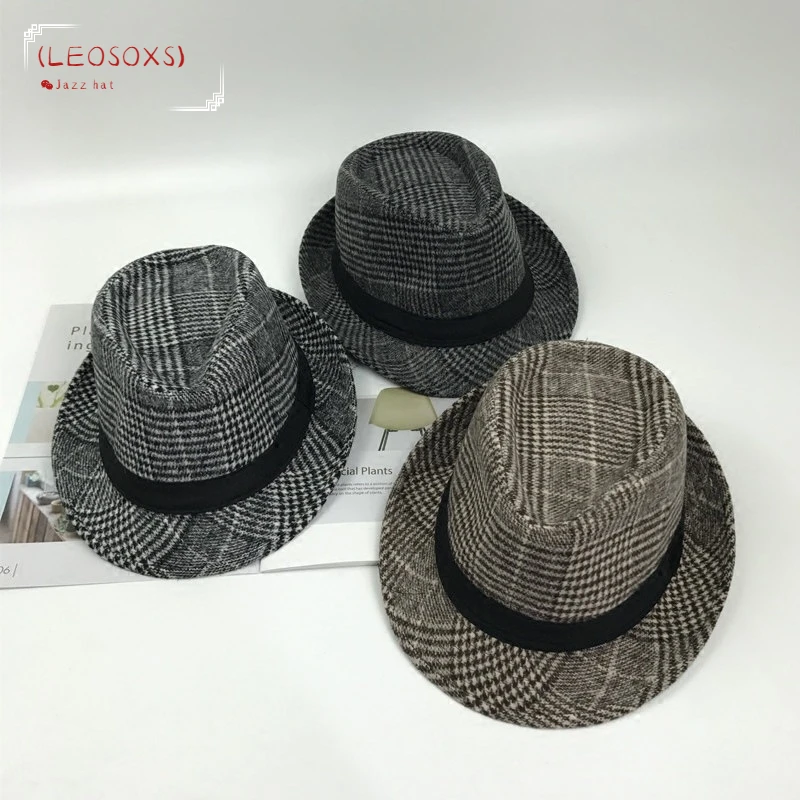 Fedoras Autumn Winter Hat Caps For Men Vintage Plaid Wool Hat Retro Gentleman Black Band Fedora Hat Male Trilby Jazz Hat
Fedoras Autumn Winter Hat Caps For Men Vintage Plaid Wool Hat Retro Gentleman Black Band Fedora Hat Male Trilby Jazz Hat