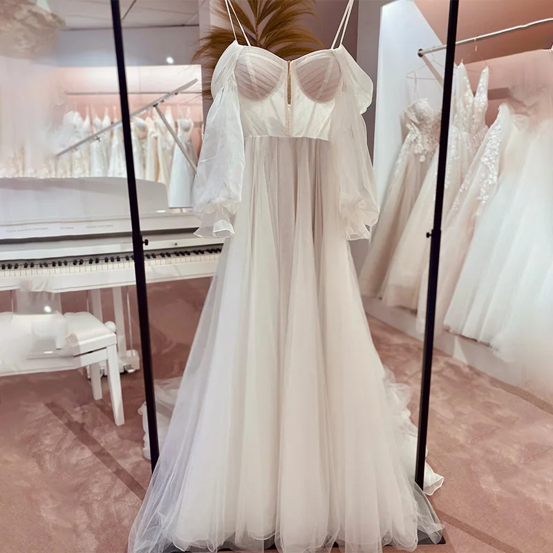 Simple Spaghetti Straps Sweetheart Soft Tulle Boho Beach A Line Wedding Dresses Bridal Gowns Plus Size vestido de novia
Simple Spaghetti Straps Sweetheart Soft Tulle Boho Beach A Line Wedding Dresses Bridal Gowns Plus Size vestido de novia