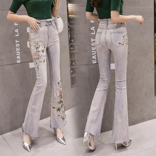 Pants Women New 2023 Summer Autumn Skinny Denim Jeans Pants Pearls 3D Flower Embroidery Sequined Long Pants Trousers
Pants Women New 2023 Summer Autumn Skinny Denim Jeans Pants Pearls 3D Flower Embroidery Sequined Long Pants Trousers