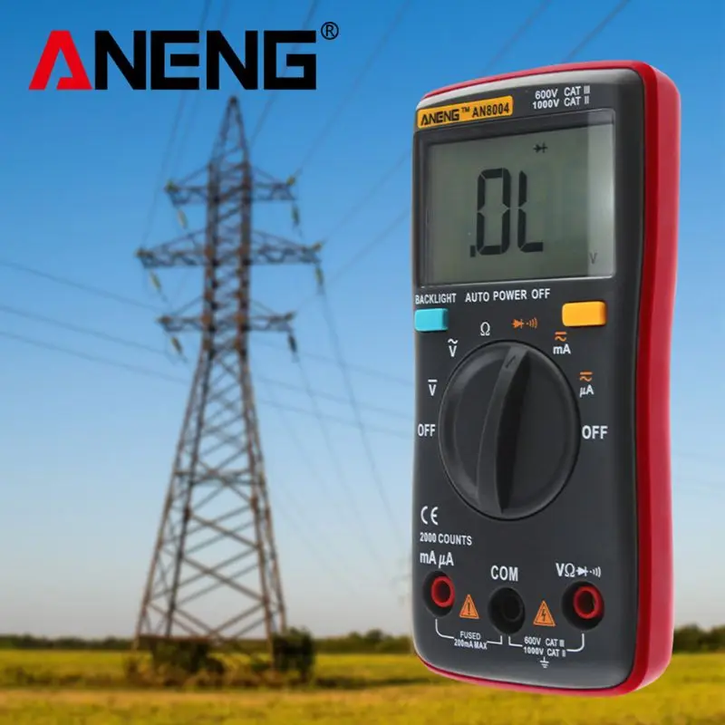 AN8004 Digital Multimeter LCD Display 6000 Counts Backlight AC/DC Ammeter Voltmeter Ohm Meter Tester 367D
AN8004 Digital Multimeter LCD Display 6000 Counts Backlight AC/DC Ammeter Voltmeter Ohm Meter Tester 367D