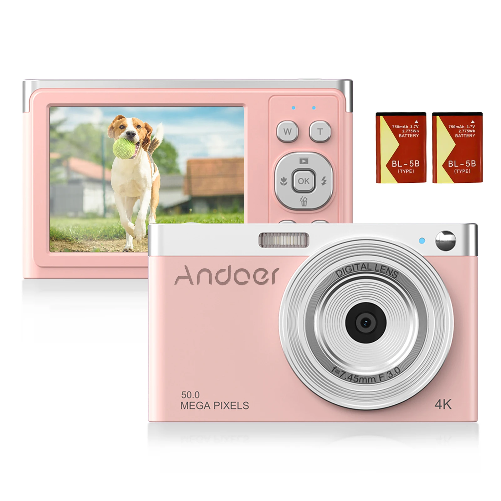 Цифровая видеокамера Andoer 4K 50 МП экран 2 88 дюйма IPS автофокус распознавание лица