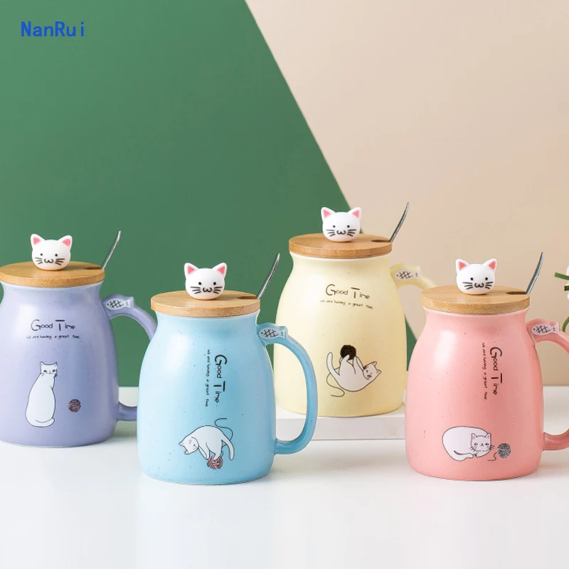 450ml Cartoon Creative Color Cat Heat-resistant Mugs with Lid cup Kitten Coffee Ceramic Mug Children Cup Office Drinkware Gift
450ml Cartoon Creative Color Cat Heat-resistant Mugs with Lid cup Kitten Coffee Ceramic Mug Children Cup Office Drinkware Gift