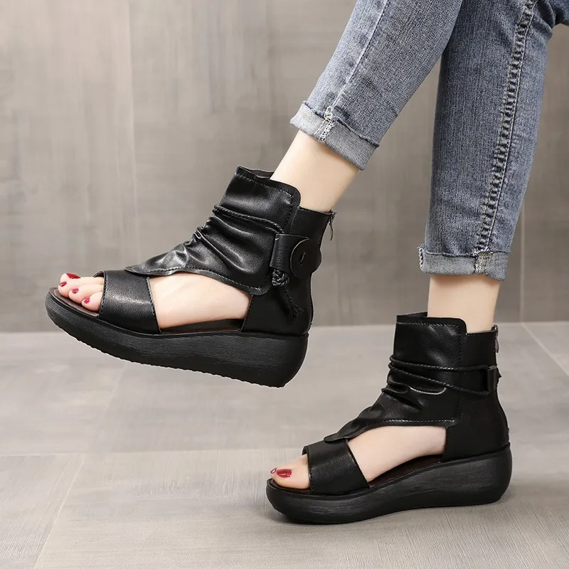 Ladies Casual Shoes Sandals Synthetic Leather Solid Color Soft Skin Thick Bottom Fish Mouth Bandage Women
Ladies Casual Shoes Sandals Synthetic Leather Solid Color Soft Skin Thick Bottom Fish Mouth Bandage Women