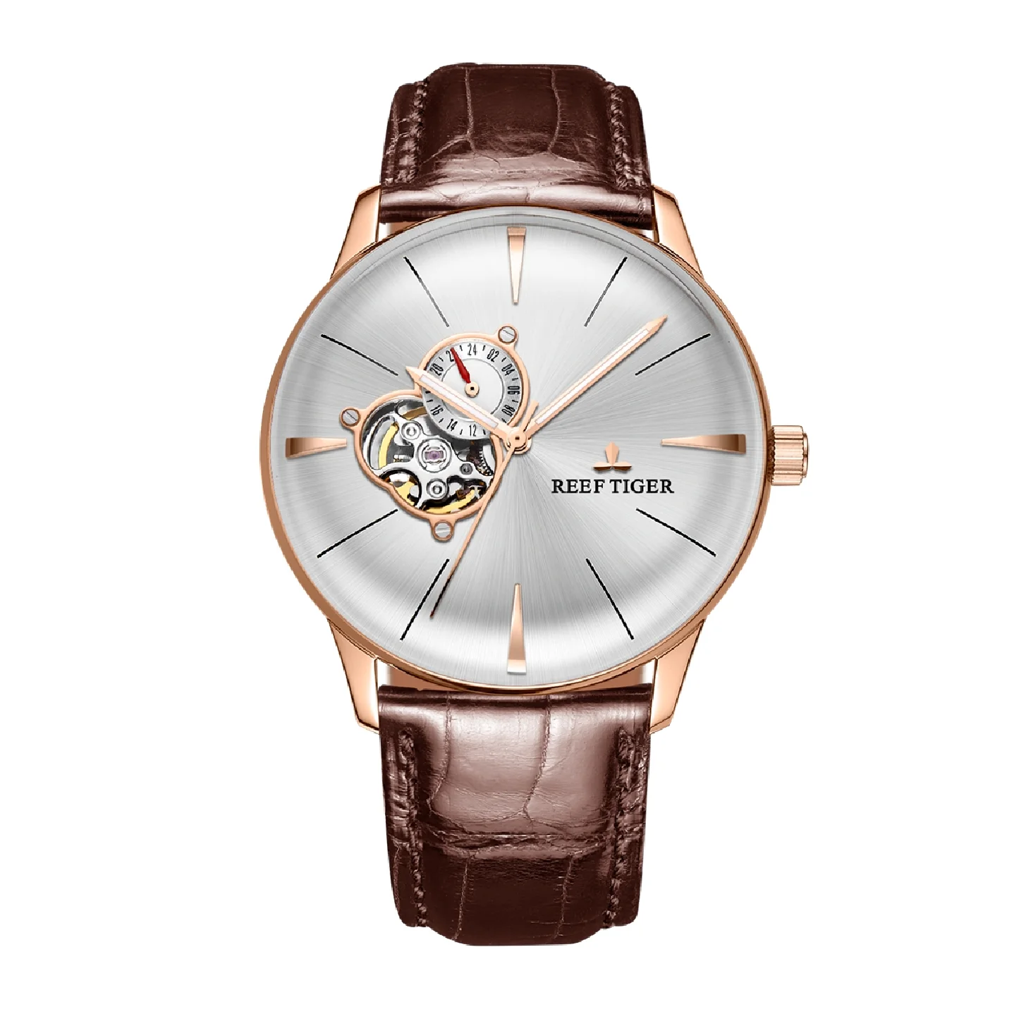 Reef Tiger Luxury Mens Watches,Men Automatic Watch Mechanical Wristwatch Switzerland Waterproof Sapphire Skeleton Leather Strap
Reef Tiger Luxury Mens Watches,Men Automatic Watch Mechanical Wristwatch Switzerland Waterproof Sapphire Skeleton Leather Strap