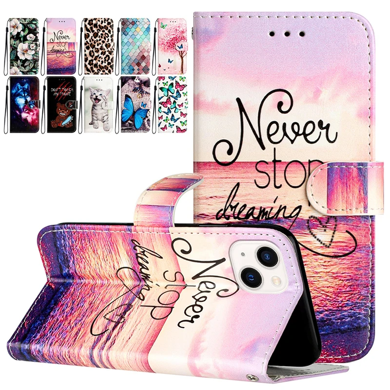 

Pictorial Wallet Flip Case For Huawei P Smart 2019 P40 P30 Pro P20 Lite P10 Plus P9 Lite P8 Lite Y5P Y6P Magnetic Leather Cover