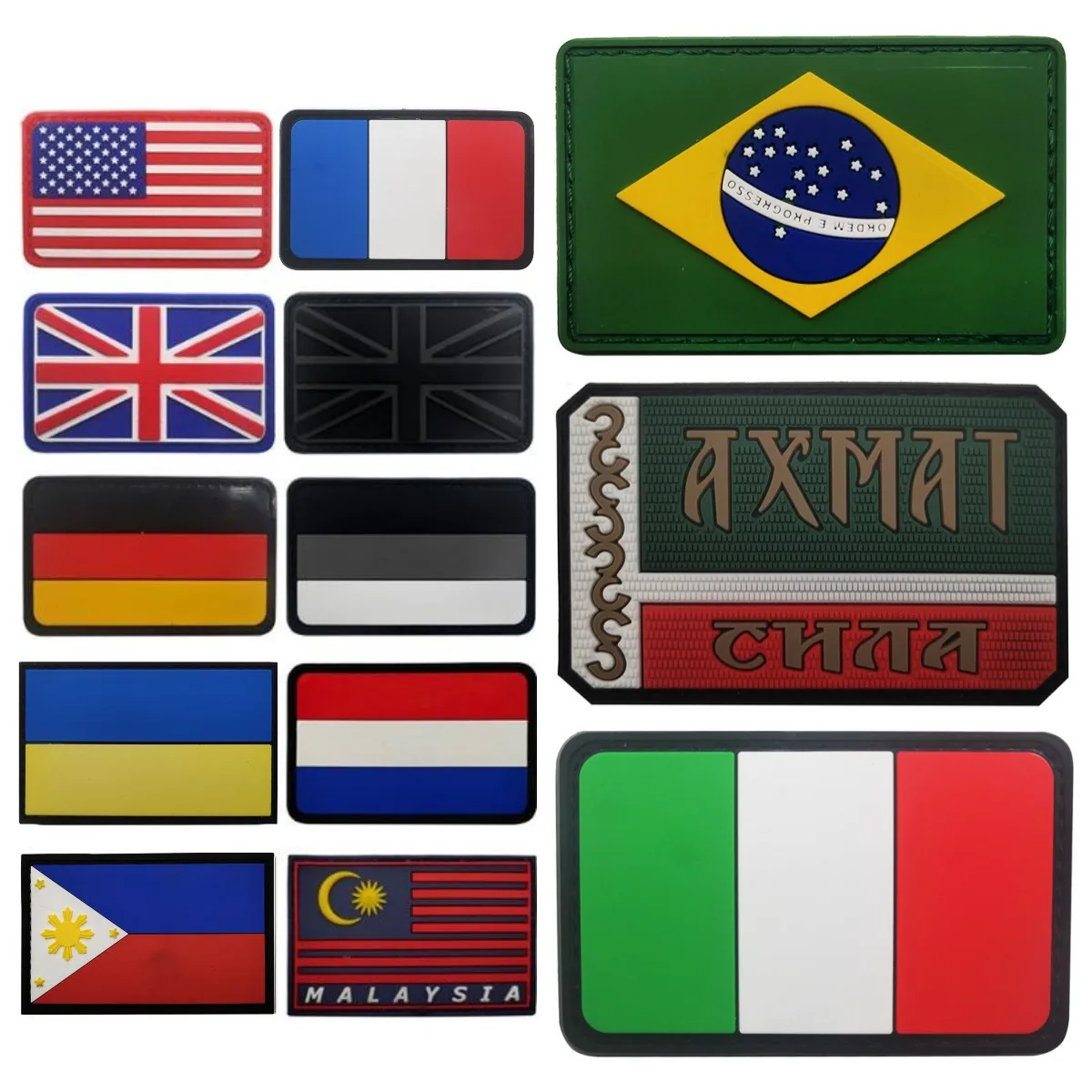 PVC Flag Patches France Brazil Britain Ukraine Russia Morale Badge Military Outdoor Tactical Backpack Helmet Hook Loop Armband
PVC Flag Patches France Brazil Britain Ukraine Russia Morale Badge Military Outdoor Tactical Backpack Helmet Hook Loop Armband