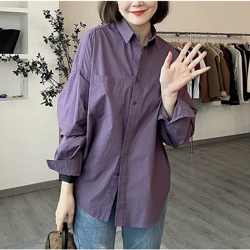Cotton Long-sleeved Fashion Woman Blouse 2023 Spring Autumn New Casual Shirts Female Korean Elegant Loose Shirt Camisas
Cotton Long-sleeved Fashion Woman Blouse 2023 Spring Autumn New Casual Shirts Female Korean Elegant Loose Shirt Camisas