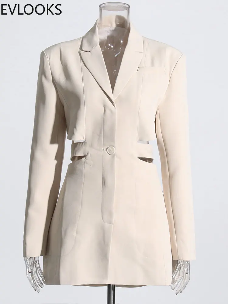 EVLOOKS Elegant Cut Out Notched Blazer For Women Long Sleeve Solid Minimalist Single Breasted Blazers Female Autumn Clothes
EVLOOKS Elegant Cut Out Notched Blazer For Women Long Sleeve Solid Minimalist Single Breasted Blazers Female Autumn Clothes