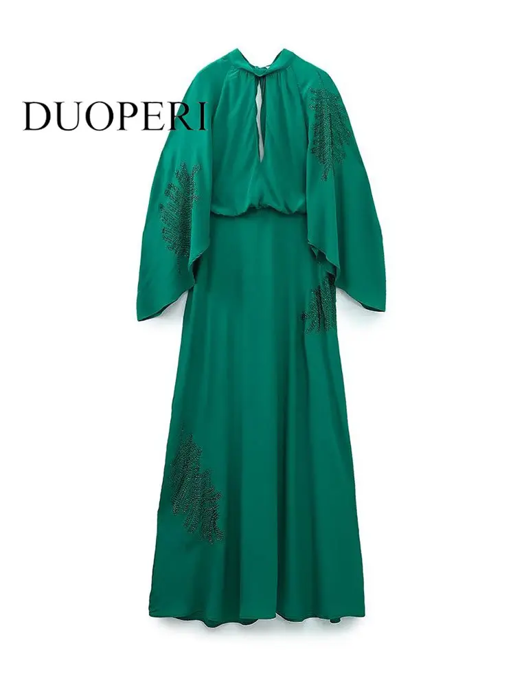 DUOPERI Women Fashion Solid Midi Dress Lace-up Vintage V-Neck Long Sleeves Back Zipper Female Chic Lady Dresses
DUOPERI Women Fashion Solid Midi Dress Lace-up Vintage V-Neck Long Sleeves Back Zipper Female Chic Lady Dresses