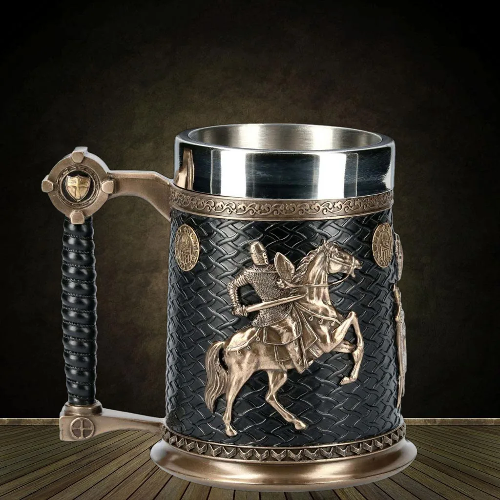 

Medieval Beer Mug Retro German Creative Big Beer Mug Stainless Steel Wine Mug Embossed Mug Bar